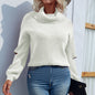 Solid Color Polo Collar Women Knitted Sweater Autumn Winter Pullover Zipper Sweater for Women