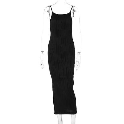 Summer Three Dimensional Line Sexy Sling Slim Fit Dress Women Clothing