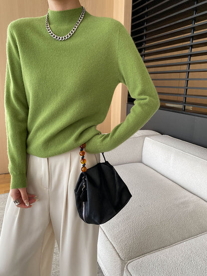 Light Soft Comfort Full Wool French Smoke Tube Half Turtleneck Sweater Bottoming Sweater