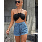 Women Clothing Trendy High Waist Slimming Straight Wide Leg Denim Shorts Summer