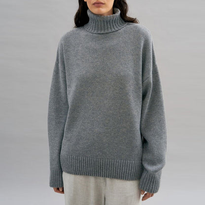 Popular Solid Color Thickened Knitwear Autumn Winter Loose Turtleneck Russian Sweater