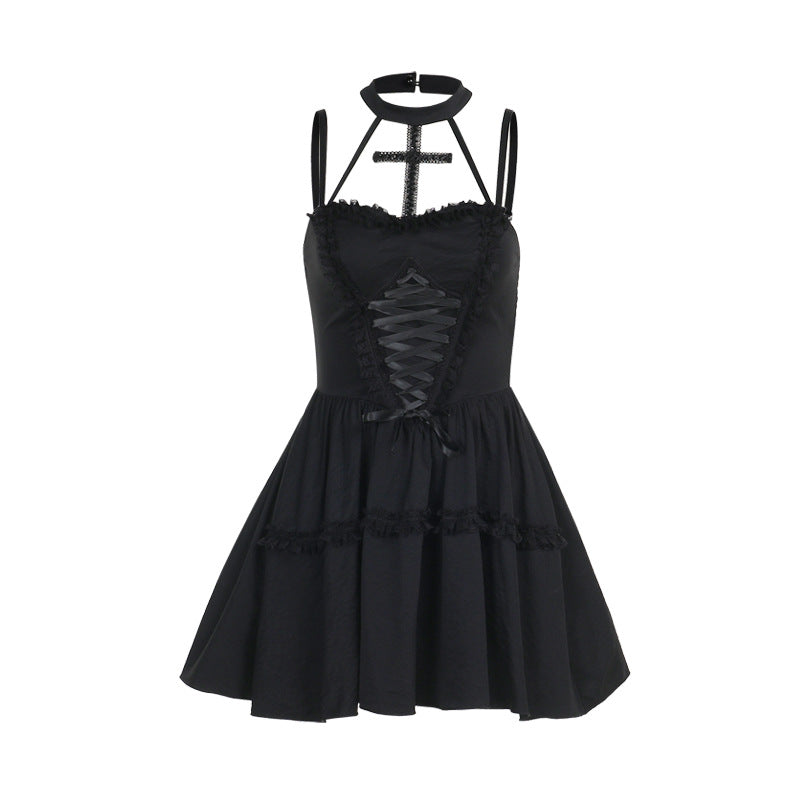 Summer Sexy Slim Cross Halter Spaghetti Straps Dress Women