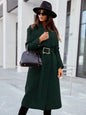 Autumn Winter  Long Sleeve Button V neck Lace up Woolen Coat Women Clothing