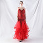 Craft Beads Hard Net Positioning Floral Sequin Stitching Mesh Dance Celebration Performance Dress