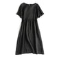 Artistic Cotton Linen Dress Summer Back Strap Japanese Simple Loose Slimming Dress