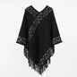 Retro Ethnic Shawl Women Pullover Cape Travel Wear Outer Wear Tassel Cape Knitted Coat