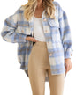 Winter Women Clothing Plaid Large Pocket Coarse Wool Coat