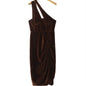 Women Clothing Spring One Shoulder Brown Slim Fit Slit Velvet Dress