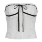 Spring Summer Jacquard Lace up Tube Top Sexy Street Waist Single Breasted Sexy Vest