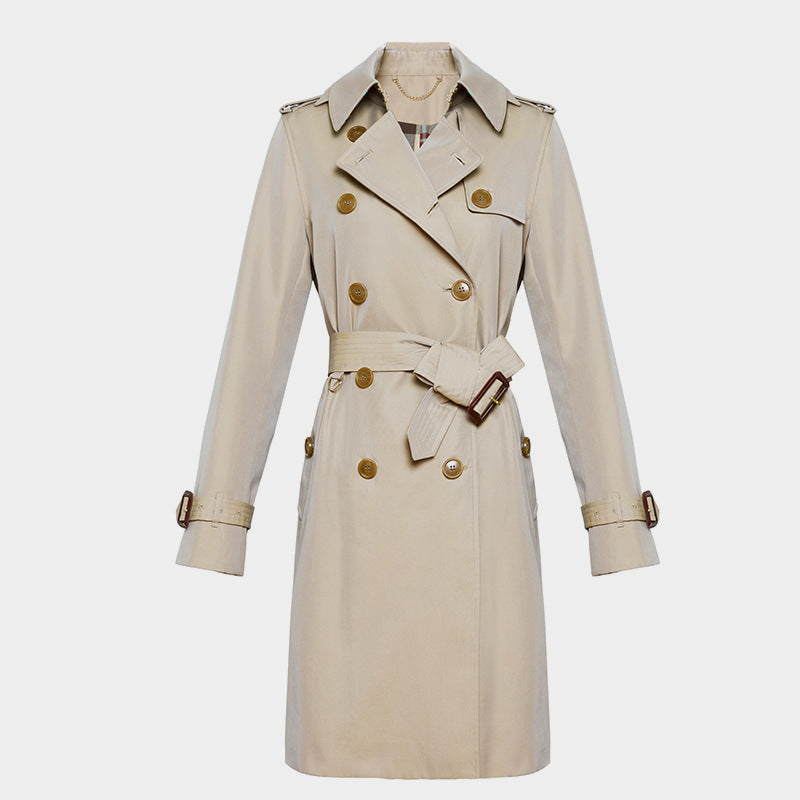 Element Long Trench Coat for Women Spring Autumn Chameleon Trench Coat for Women Elegant British Double Breasted