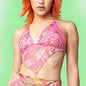 Summer Printed Lace-up Halterneck Sleeveless Backless cropped Women Clothing Top Vest Bandana