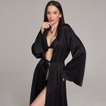 Summer Artificial Silk Bathrobe Sexy Casual Women  Pajamas Casual Wear Thin Morning Gowns