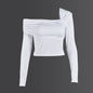 T shirt Sexy Long Sleeve off Shoulder Slim Fit Figure Flattering Graceful Fashionable Top