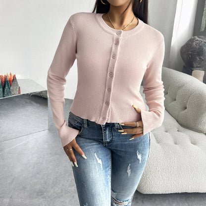 Autumn Winter Coat Women Clothing Casual Solid Color Cardigan Long Sleeve Sweater