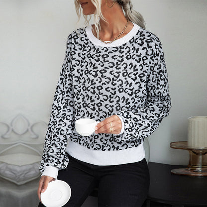 Autumn Women Clothing Leopard Print Long Sleeve Women Sweater