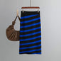 Autumn Oblique Striped Knitted Skirt Women  Slim Fit Slimming Mid Length One Step Skirt Hip Skirt