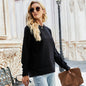 Solid Color  Women Autumn Loose round Neck Long Sleeve Trendy Sweater Sweatshirt