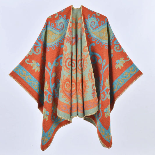 Autumn Winter Retro Paisley Thick Shawl Street Cloak Scarf