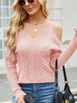 Twist off the Shoulder V neck Sweater Women Loose Autumn Winter Long Sleeved Sweater Independent Stand Sweater Women