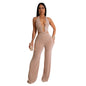 Women Wear Solid Color V neck Smart Trousers Jumpsuit