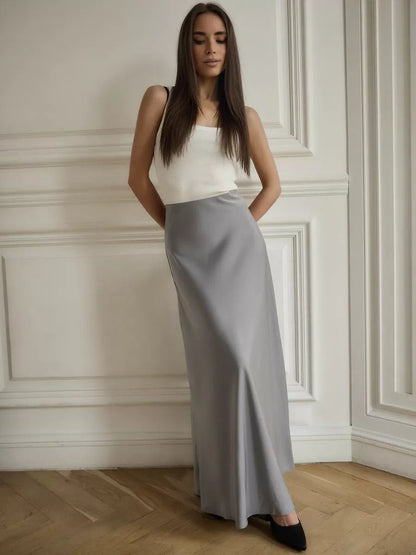 Fishtail Skirt Spring Satin Satin Long High Waist Hip Mop Fishtail Skirt