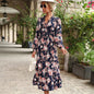 Printed Autumn Winter Long-Sleeved Dress Elegance Retro Women Clothing