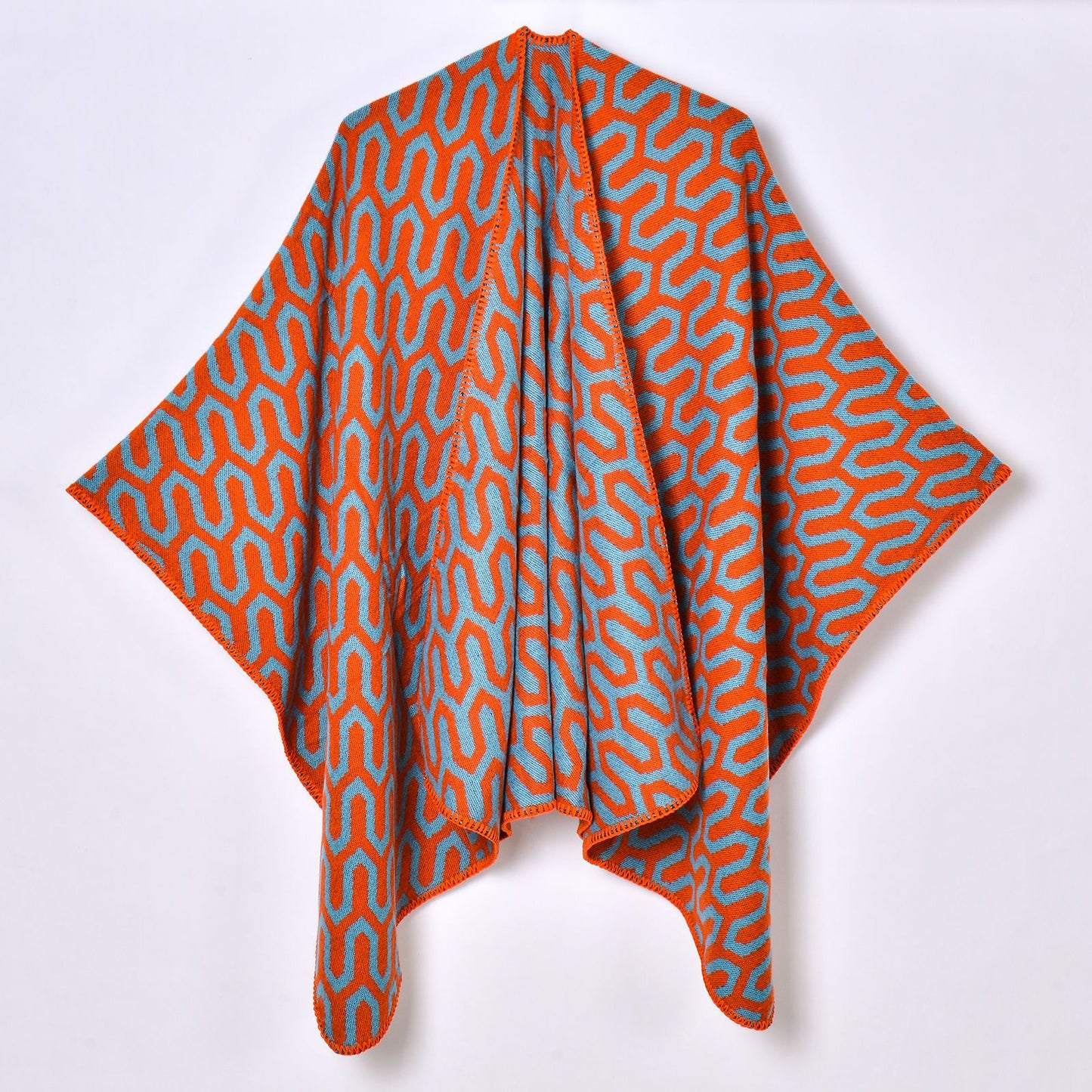 Women Shawl Simple Autumn Winter Jacquard Split Outer Wear Decoration Shawl Cape Yunnan Travel Outer Wear