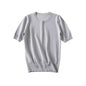 Spring Summer Women Clothing All Matching Striped round Neck Short Sleeve Basic Knitted Top