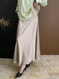 Elegant Glossy Satin High Waist Drooping Split Fishtail Skirt French Mid Length Skirt