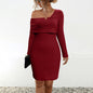 Women Autumn Winter off the Shoulder Slim Dress