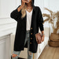 Autumn Winter Casual Loose Cardigan Breasted Hooded Sweater Coat Women Clothing