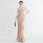 Colorful Sequin Lash Rope Chest Side Slit Tube Top Boning Corset Evening Dress