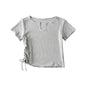 Comfort Casual Drawstring Short Sleeve Top Slim Fit Short Inner Spring Summer T shirt for Women