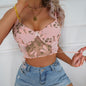 Chest Wrapped Women Underwear Butterfly Embroidery Mesh See Through Hollow Out Cutout Sexy Steel Ring Push Up Sling Vest