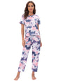 Home Wear Pajamas Two Piece Set Short Sleeve Trousers Suit Leopard Print Tie Dye