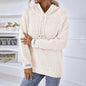 Solid Color Pullover Women Knitwear Autumn Winter Hooded Drawstring Sweater Women