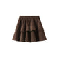 Corduroy Short Skirt for Women Autumn Elastic High Waist Pleated Skirt Anti Exposure Puffy Tiered Dress