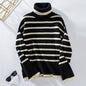 Winter Knitting Pullover Collared Office Striped Women Clothing Sweater Women