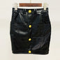 Star Lion Button Stitching Hip Leather Skirt Short Skirt