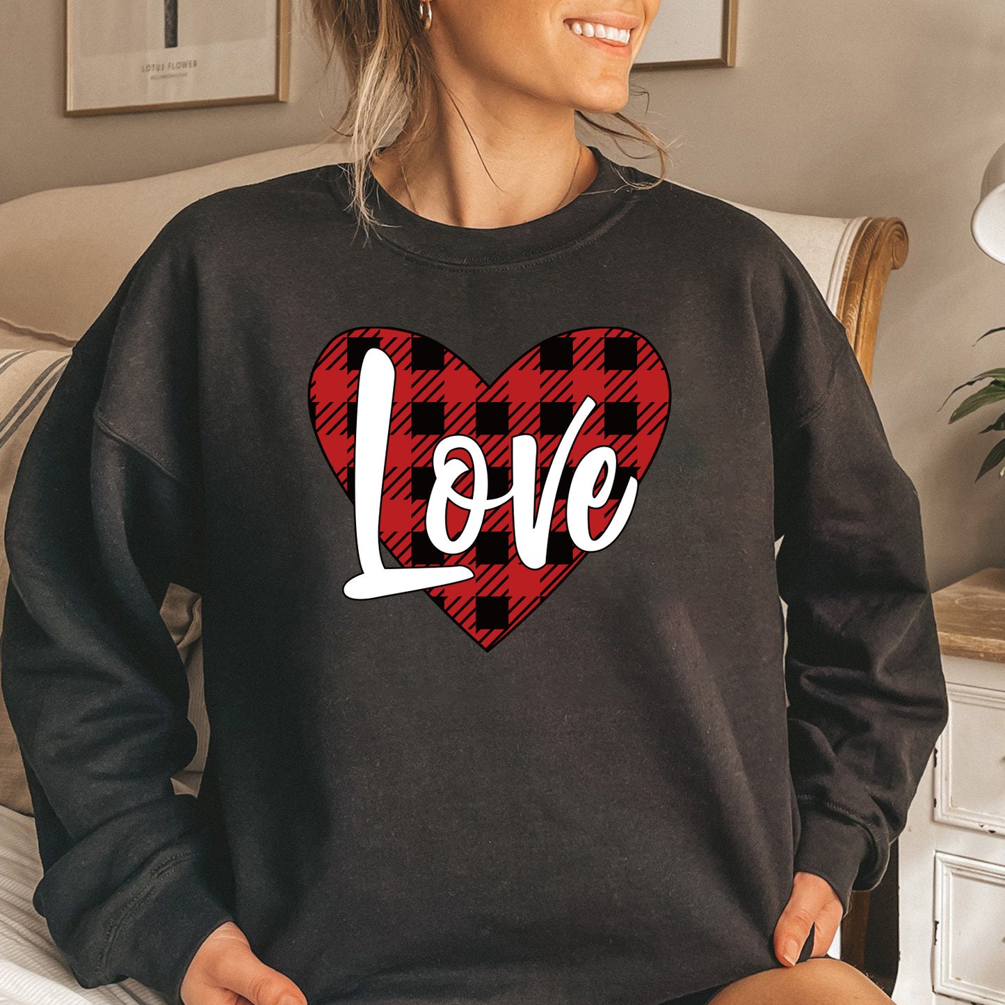 Valentine Day Women  Sweater  Valentine Day Sweater Love Heart Printing Fleece Lined Sweater