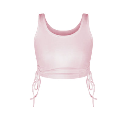 Solid Color Summer Breathable Fashion Drawstring Thread Vest Ultra Short Sleeveless Top Sexy Bare Cropped Vest