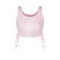 Solid Color Summer Breathable Fashion Drawstring Thread Vest Ultra Short Sleeveless Top Sexy Bare Cropped Vest