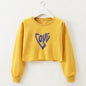 Women Clothing Autumn Winter Love Heart-Shaped Letter Graphic Printing round Neck Short Long-Sleeved Sweater