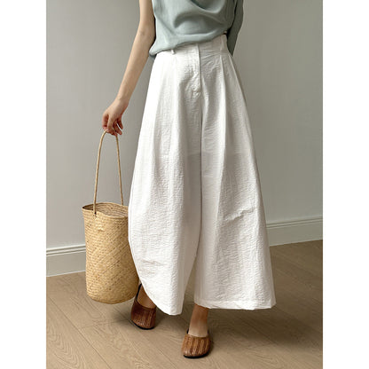 Simple Straight Wide Leg Pants Summer Cropped High Waist Pants Draped Casual Pants Women