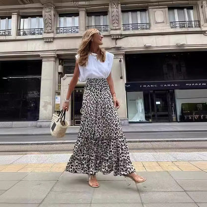 Spring Summer Skirt Internet Celebrity Leopard Print Big Hem Skirt Women