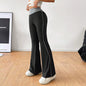 Women Clothing All Match Office Tight Casual Pants Autumn Winter Elastic Waist Contrast Color Wide Leg Pants