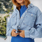 Traceable Denim Jacket off Color Coat for Women Spring Autumn