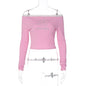 Women Clothing Autumn Rhinestone Slim Fit Cropped Long Sleeve Top for Women