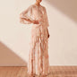 Floral Flounce Dress Autumn round Neck Long Sleeve Quality Pleated Print Maxi Dress