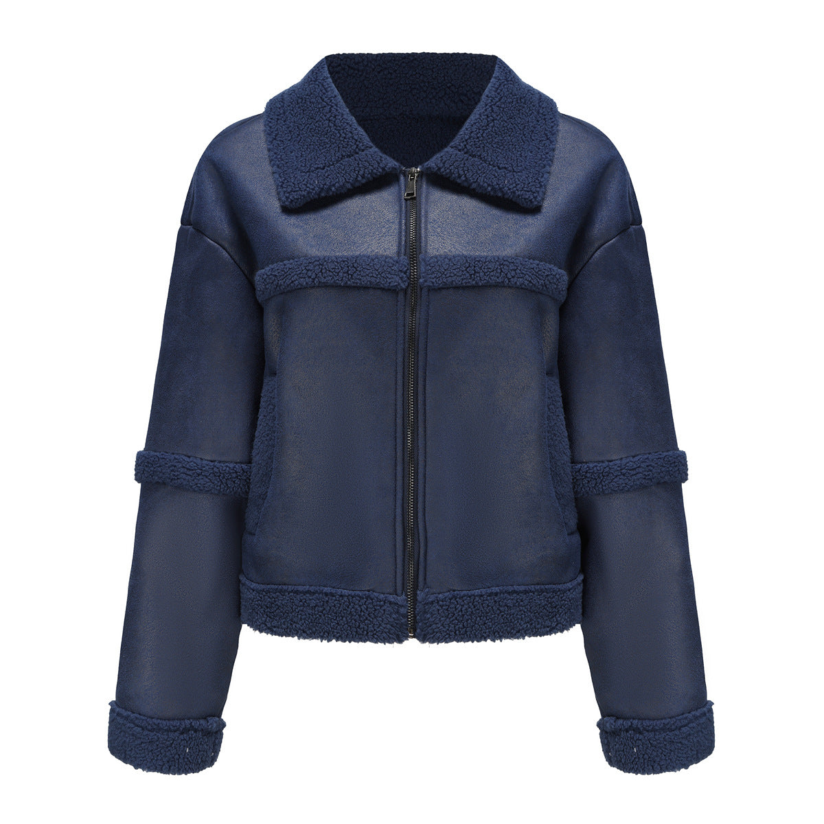 Autumn Winter Suede Women Fashionable Warm Fleece Leather Jacket Casual Windproof Coat Women Clothing